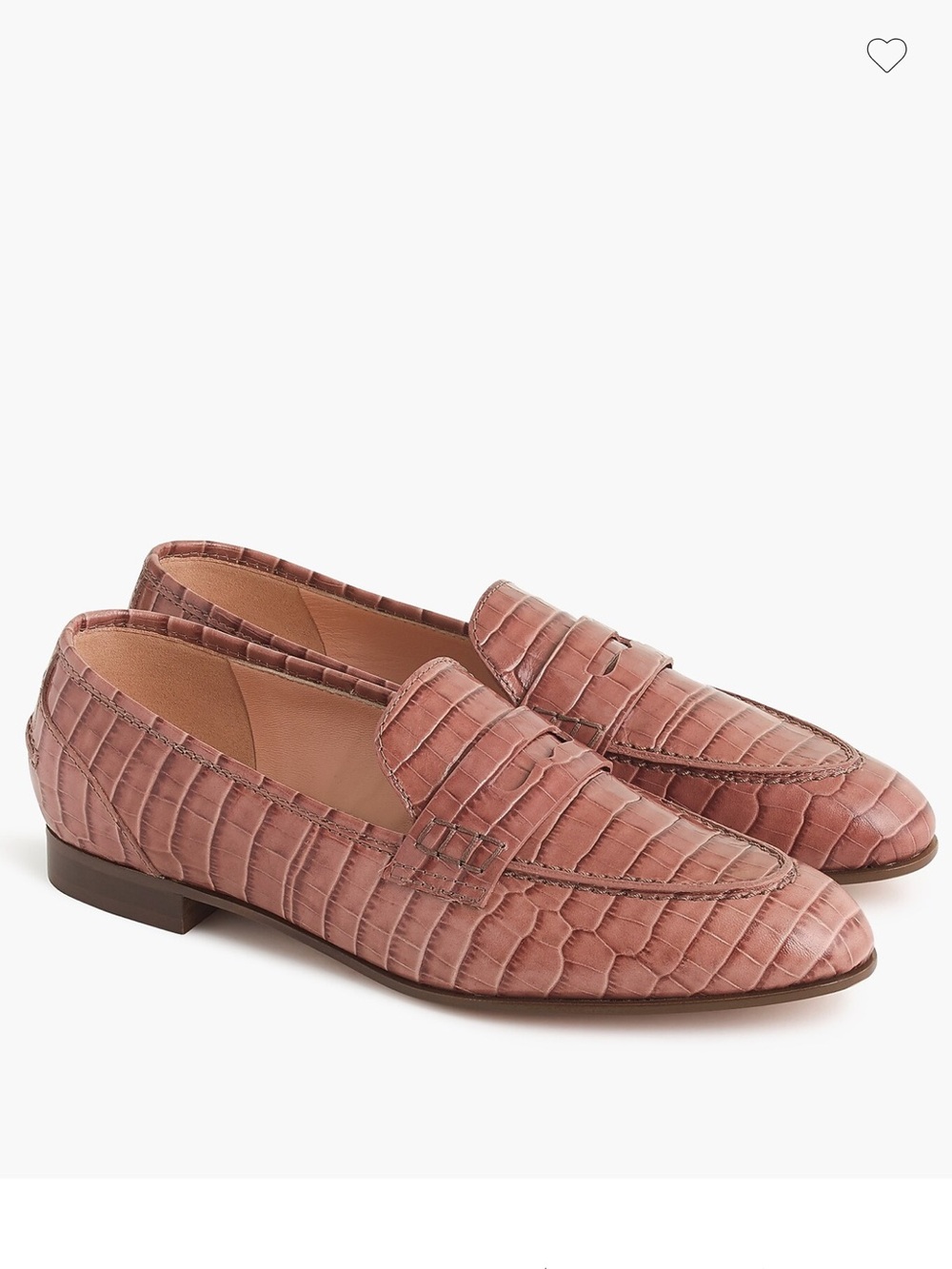 J.Crew Academy penny loafers in croc-embossed leather Dusty Rose